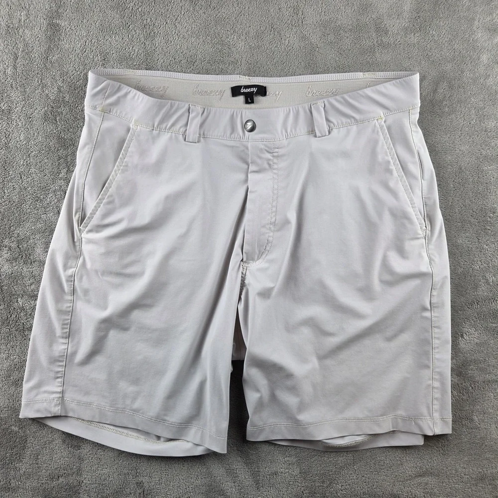 Breezy Pull-On Golf Gray 4 Way Stretch Shorts Men's Large Performance